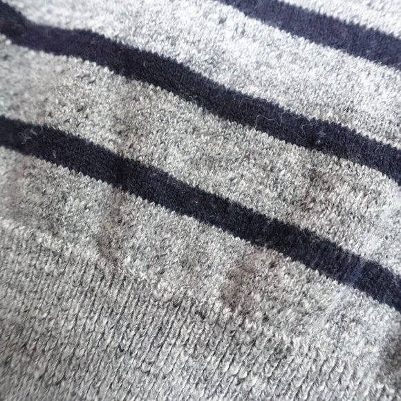 J.Crew Sweater XL Gray Striped Rugged Cotton Crew Neck - Picture 3 of 10